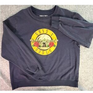 Guns N Roses Graphic Sweatshirt Black Crewneck Long Sleeve Size L Roclk 90s